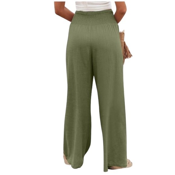 ANRABESS Women Linen Palazzo Pants Green Size Large NWOT - Picture 5 of 5